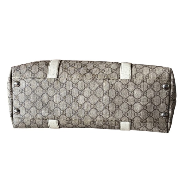 Gucci Cream Monogram Tote with Leather Trim - Picture 4 of 15
